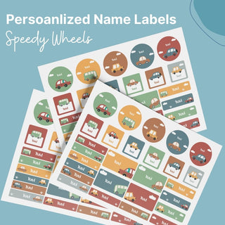 Personalized Name Labels Combo - Speedy Wheel - Pack of 54 (PREPAID ORDER)