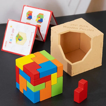 25 Pcs Box Wooden Puzzle for Kids
