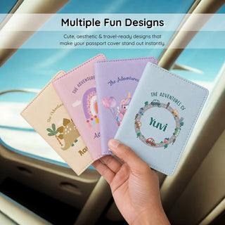 Personalized Passport Cover & Luggage Tag  for Kids | Custom Name Travel Accessories (Dino - Stegosauras) (PREPAID ONLY)