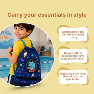 Cute Cartoon Themed Kids Swimming Bag with Shoe Pocket (DINO)