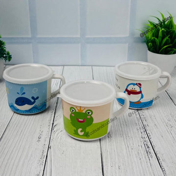 Animal-Themed Bamboo Fiber Feeding Cups for Kids
