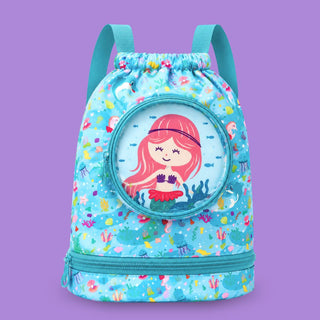 Cute Cartoon Themed Kids Swimming Bag with Shoe Pocket (MERMAID)