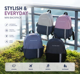 Two-Tone Mini Backpack with Checkered Stripe (Pack Of 4/8)