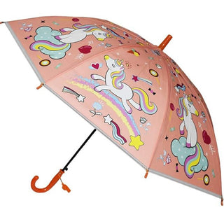 Premium Quality Theme Printed Umbrella For Kids (Unicorn Peach)