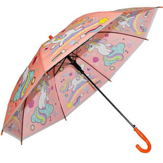 Premium Quality Theme Printed Umbrella For Kids (Unicorn Peach)