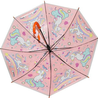 Premium Quality Theme Printed Umbrella For Kids (Unicorn Peach)
