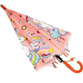 Premium Quality Theme Printed Umbrella For Kids (Unicorn Peach)