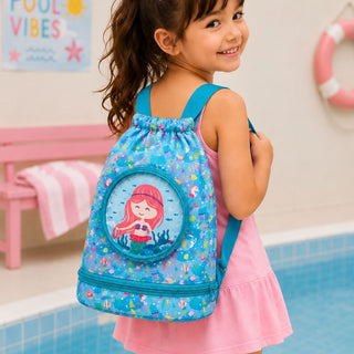 Cute Cartoon Themed Kids Swimming Bag with Shoe Pocket (MERMAID)