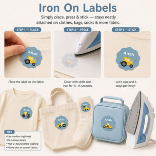 Personalized Iron On Label Sticker Construction Vehicles 32pc (PREPAID ONLY)