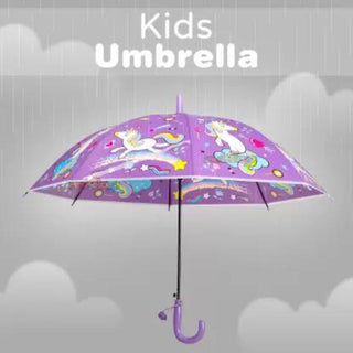 Premium Quality Theme Printed Umbrella For Kids (Unicorn Purple)