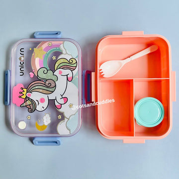1200ml 3 Compartment Plastic Lunch Box with Spoon and 80ml Salad Cup