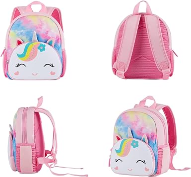 Cute Baby Unicorn Soft Plush Backpack with Front Pocket for Kids (Rain