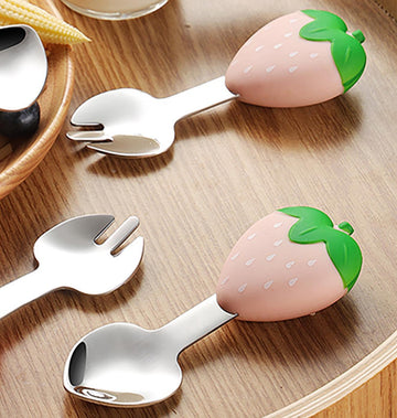 Strawberry Design Stainless Steel Spoon and Fork Set