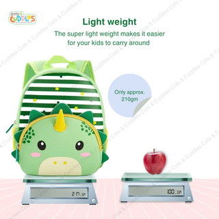 Cute Baby Dinosaur Soft Plush Backpack  with Front Pocket for Kids (Green)