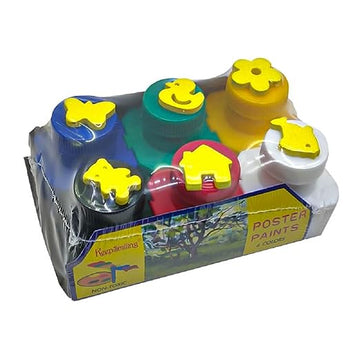 6 Pcs Art Puzzle Colors: A Creative Journey with Puzzle Shaped of Poster Paint Set with Stamps