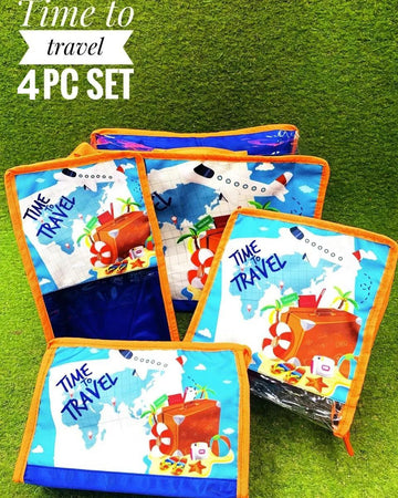 Versatile Storage Solutions: Set of 4 Transparent-Covered Utility Bags in Different Sizes (Orange)