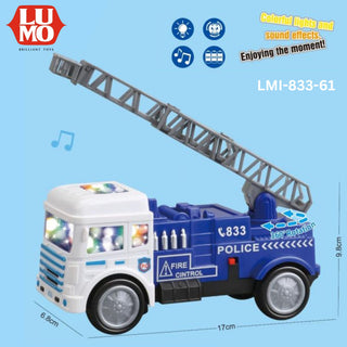 2-in-1 Police & Fire Control Ladder Truck Light & Sound Toy for Kids