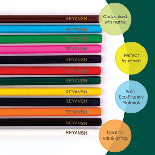 Personalised Name Color Pencils - Pack of 12 (PREPAID ONLY)