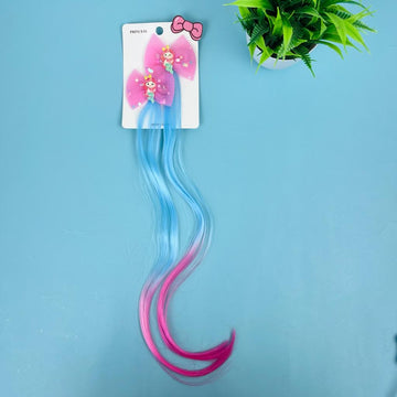 Enchanting Elegance: Unicorn & Mermaid Bow Hair Clip with Colorful Wig (Random)