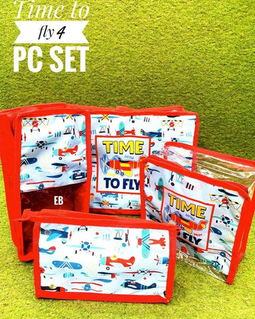Versatile Storage Solutions: Set of 4 Transparent-Covered Utility Bags in Different Sizes