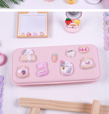 Kawaii Puffy Animal Jewel Sticker Sheet Set: Sparkle with Adorable Cuteness