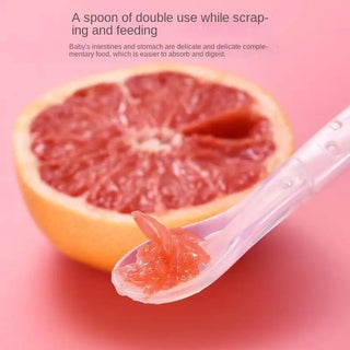 2 in 1 Silicone Baby Soft Tip Spoon & Stainless Steel Fruit Scraper Spoon