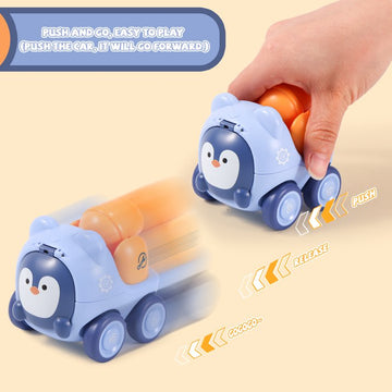 Cute Cartoon Face Construction Vehicles Design Toy for Toddlers 1pc (Random)
