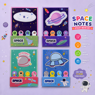Space Notes Sticky Note — 4 Cute Space-Themed Memo Pads