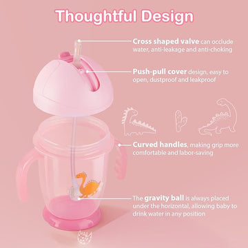 2 Handle Baby Training Sippy Cup with Straw 300ml