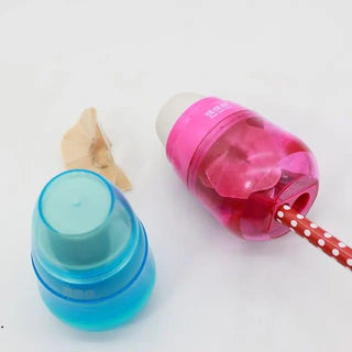2 in 1 Dual Hole Pencil Sharpener with Eraser (1pc)