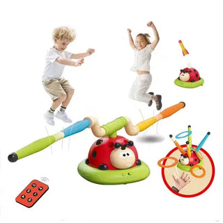 3-in-1 Ladybug Activity Toy Set for Kids – Rocket Launcher, Ring Toss & Balance Bar with Music | Ages 3+