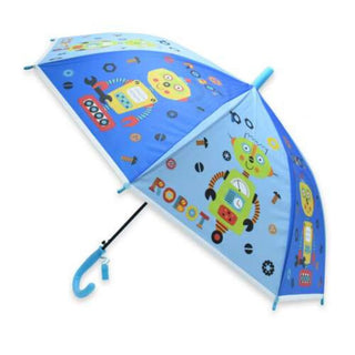 Premium Quality Theme Printed Umbrella For Kids (Robot Blue)