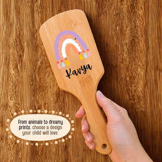 Personalized Wooden Hair Brush for Kids - Rainbow (PREPAID ONLY)