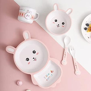 Rabbit Bamboo Fiber 5 Piece Feeding Set - 100% bamboo No Plastic