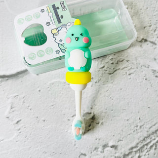 Cute 3D Cute Dino Shape Microfiber Soft Bristles Toothbrush with Travel Case for Kids Age 2+ (Pack of 1)