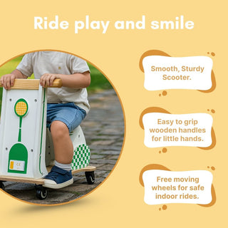 Cots and Cuddles Wooden Scooter for Kids Age 3+ (Green)
