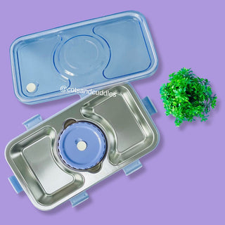 650ml 3 Compartment Stainless Steel Lunch Box with Cutlery and 150ml Cup