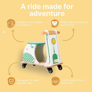 Cots and Cuddles Wooden Scooter for Kids Age 3+ (Green)