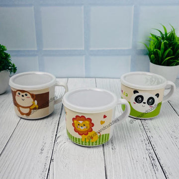 Animal-Themed Bamboo Fiber Feeding Cups for Kids