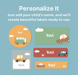 Personalized Name Labels Combo - Speedy Wheel - Pack of 54 (PREPAID ORDER)