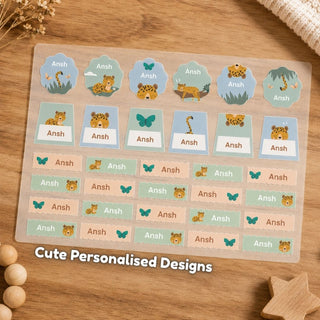 Personalized Iron On Label Sticker - Tiger (32pc) (PREPAID ONLY)