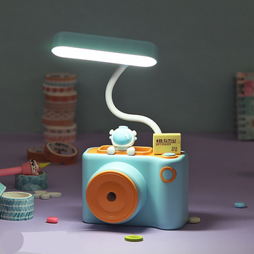 3in1 Cute Camera Shape Table Desk Flexible LED Lamp with Pen Pencil Holder & Pencil Sharpener