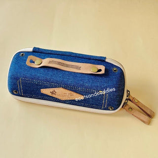 Rectangle Jeans Design Pencil Pouch with Handle for Kids