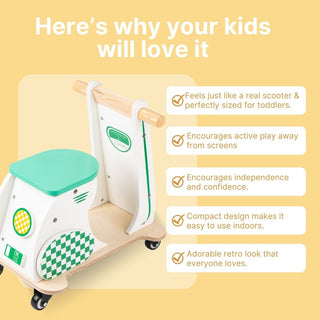 Cots and Cuddles Wooden Scooter for Kids Age 3+ (Green)