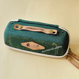 Rectangle Jeans Design Pencil Pouch with Handle for Kids