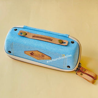 Rectangle Jeans Design Pencil Pouch with Handle for Kids
