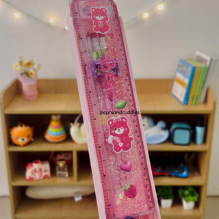 Cute Cartoon design Glitter Scale with Stationery & Storage Case (Boys & Girls random)