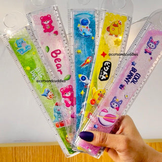 Cute Cartoon design Glitter Scale with Stationery & Storage Case (Boys & Girls random)