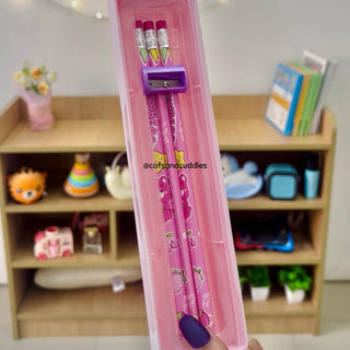 Cute Cartoon design Glitter Scale with Stationery & Storage Case (Boys & Girls random)