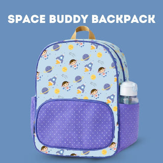 Cots and Cuddles Cute Space Buddy Theme Printed Canvas Backpack for Kids